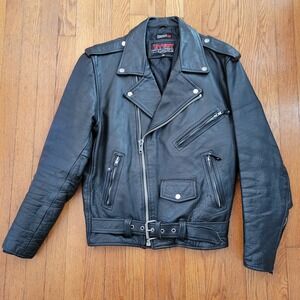 Event Leather Motorcycle Jacket M Black Thinsulate Lined Biker Bomber Gorpcore